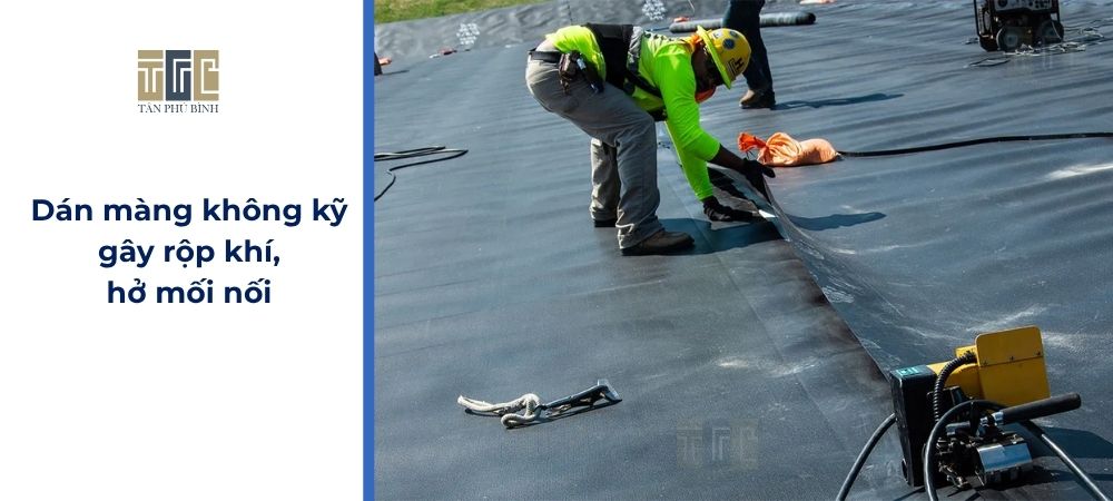Dán màng chống thấm không kỹ gây hở mối nối